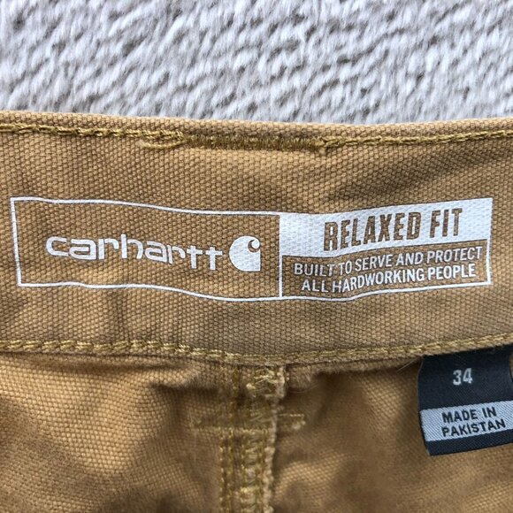 Carhartt Men's Work Shorts Size 34 Rugged Flex Relaxed Canvas Khaki Tan Casual - Picture 3 of 16